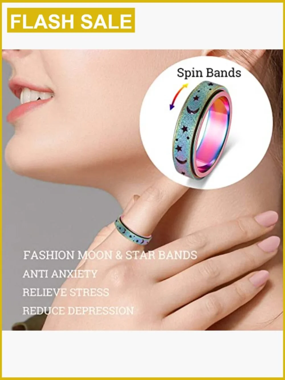 Titanium Spinner Ring for Stress Relief, 6MM Band